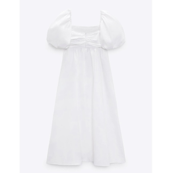 ZARA WOMAN NWT BLOGGERS FAVORITE WHITE DRAPED POPLIN DRESS SIZE LARGE - Picture 13 of 15
